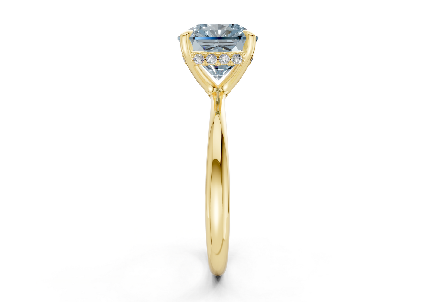 Marlowe Blue Diamond Solitaire Radiant Squareuare Cut 1.6mm Engagement Ring