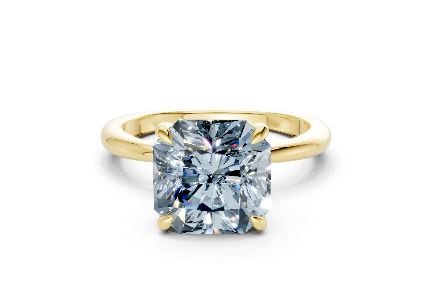 Marlowe Blue Diamond Solitaire Radiant Squareuare Cut 1.6mm Engagement Ring