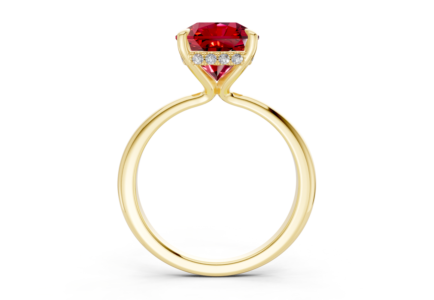 Marlowe Ruby Gemstone Solitaire Radiant Squareuare Cut 1.6mm Engagement Ring