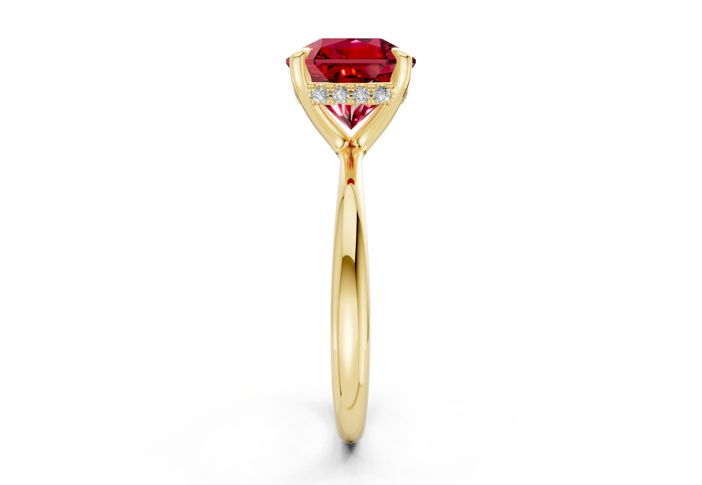Marlowe Ruby Gemstone Solitaire Radiant Squareuare Cut 1.6mm Engagement Ring
