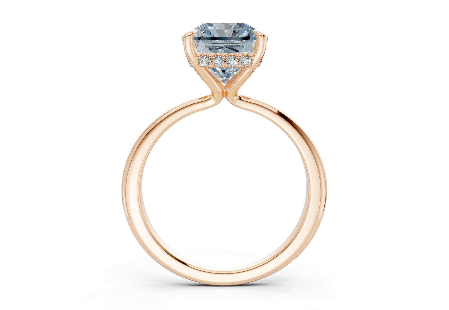 Marlowe Blue Diamond Solitaire Radiant Squareuare Cut 1.6mm Engagement Ring