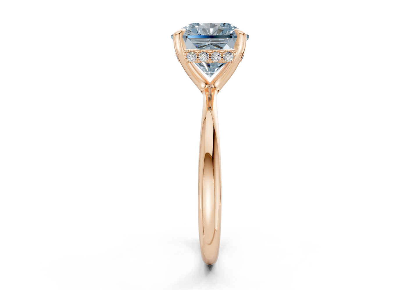 Marlowe Blue Diamond Solitaire Radiant Squareuare Cut 1.6mm Engagement Ring