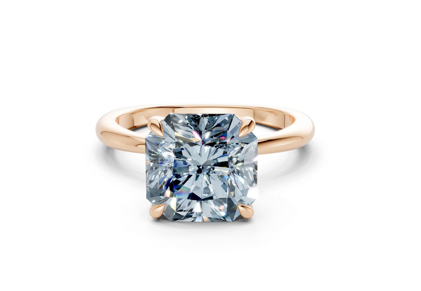 Marlowe Blue Diamond Solitaire Radiant Squareuare Cut 1.6mm Engagement Ring
