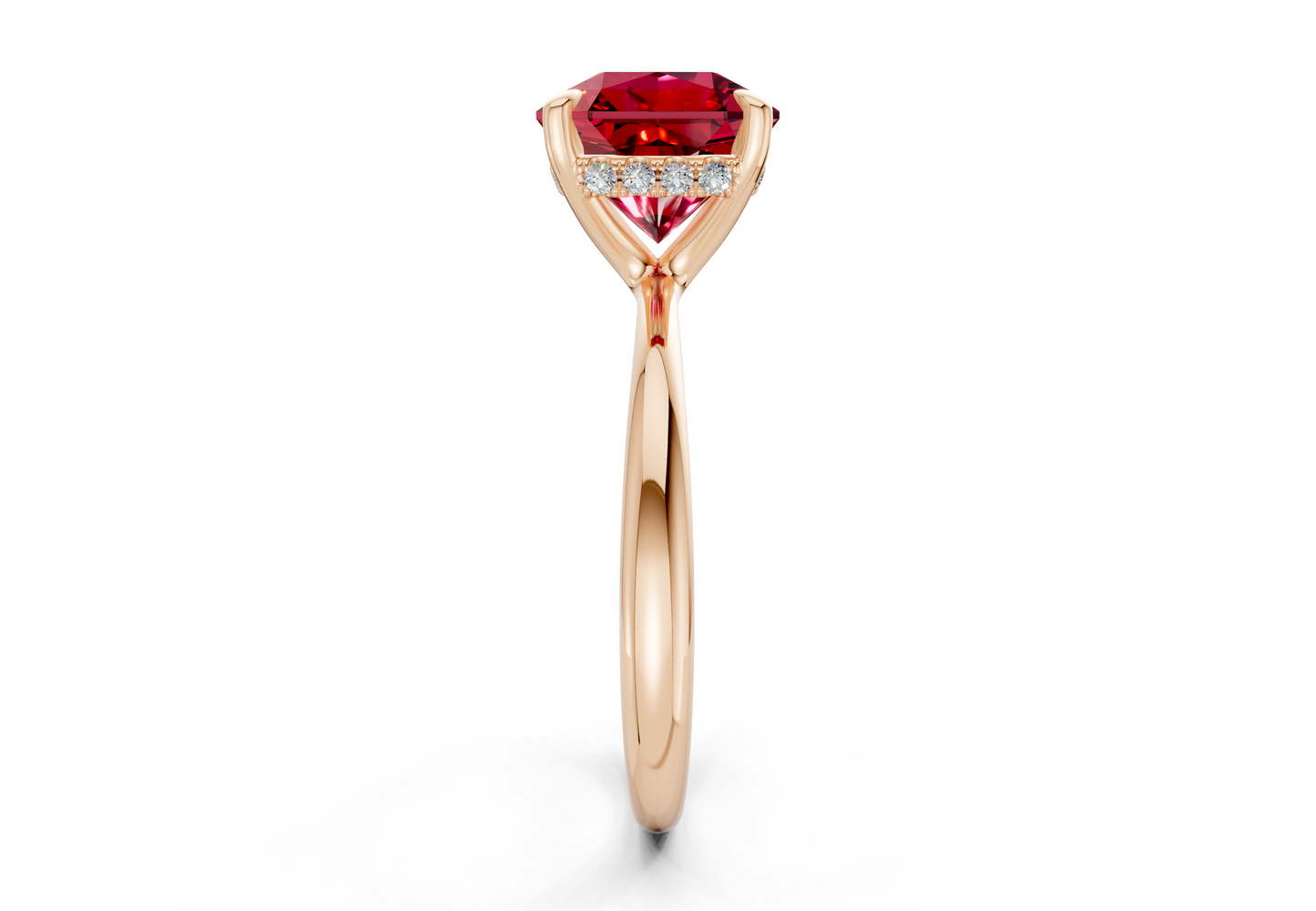 Marlowe Ruby Gemstone Solitaire Radiant Squareuare Cut 1.6mm Engagement Ring