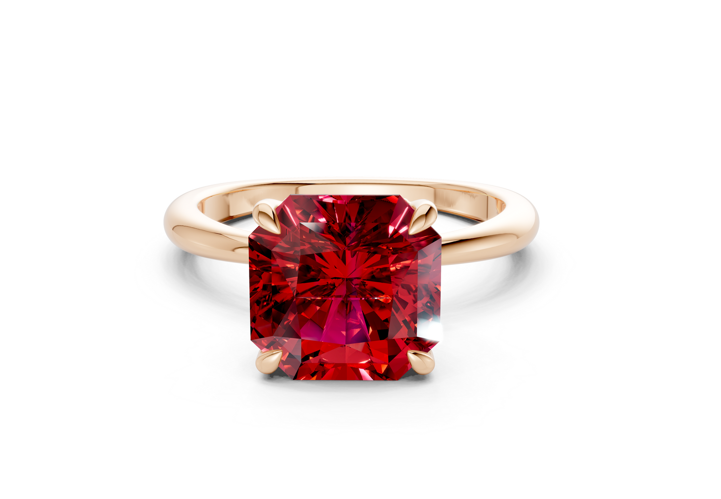 Marlowe Ruby Gemstone Solitaire Radiant Squareuare Cut 1.6mm Engagement Ring