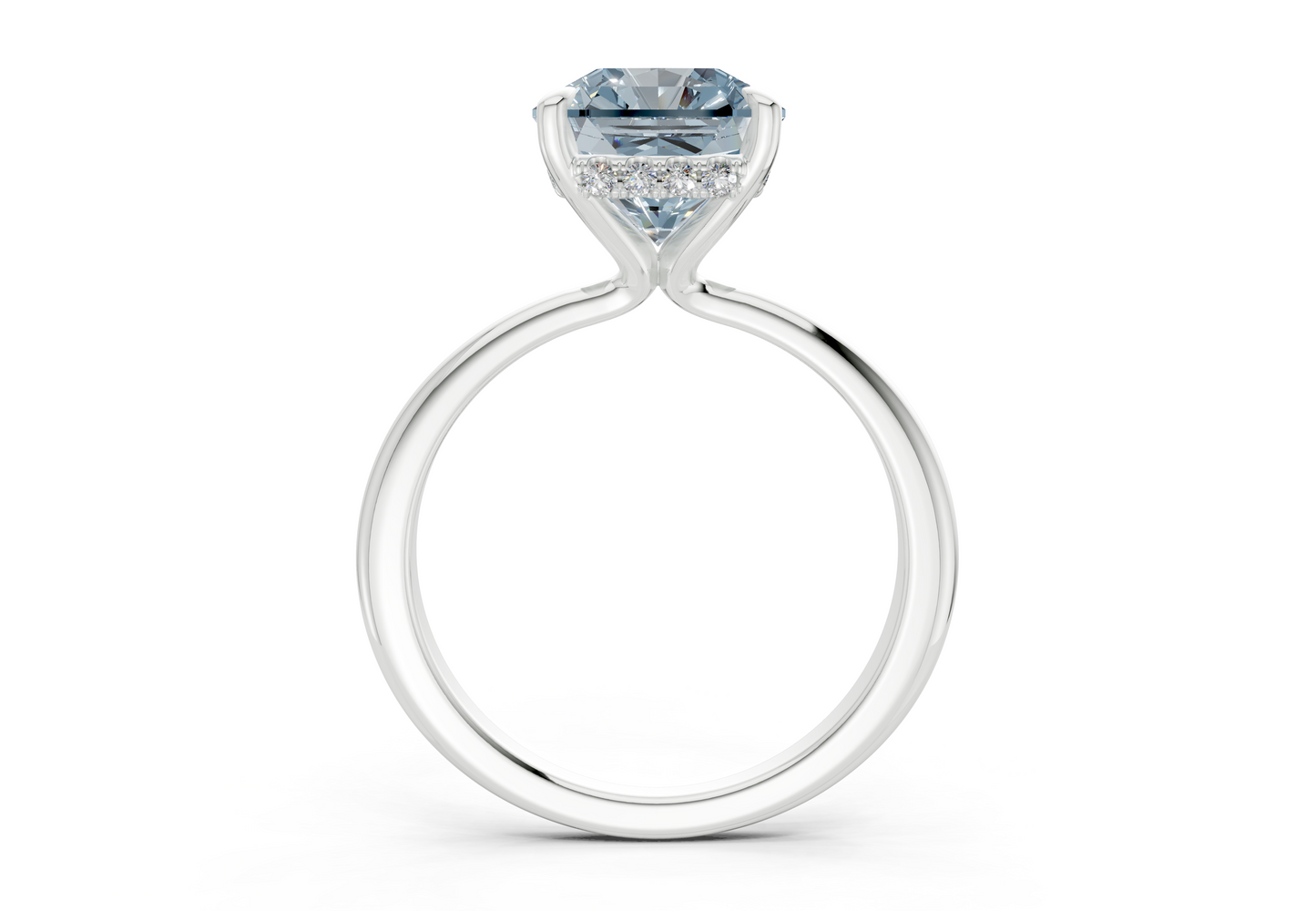 Marlowe Blue Diamond Solitaire Radiant Squareuare Cut 1.6mm Engagement Ring