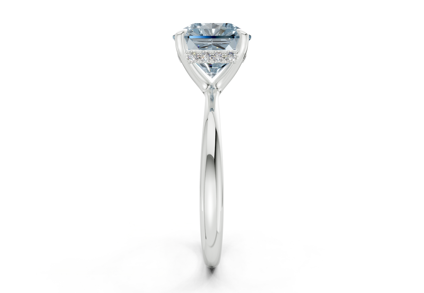 Marlowe Blue Diamond Solitaire Radiant Squareuare Cut 1.6mm Engagement Ring