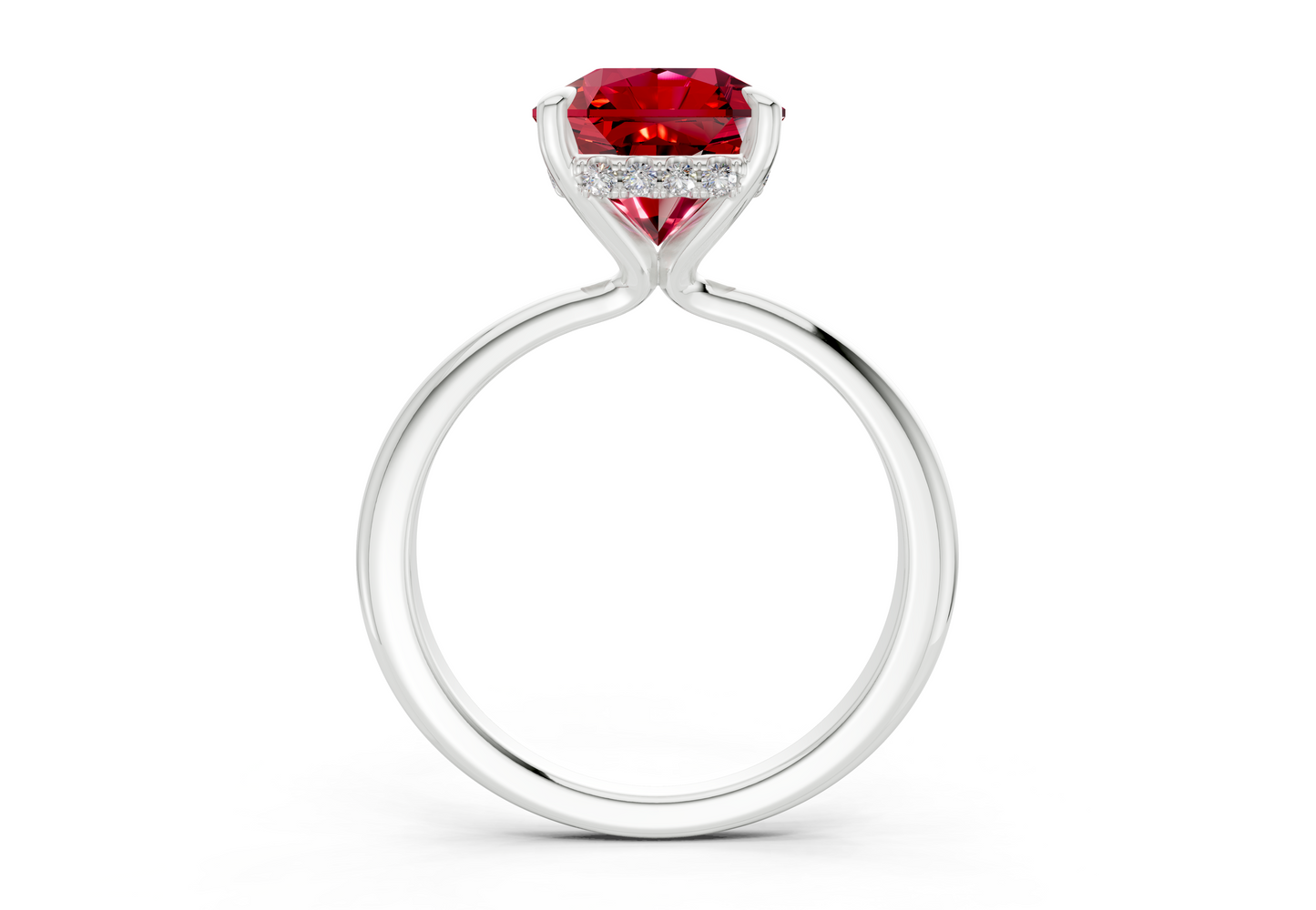 Marlowe Ruby Gemstone Solitaire Radiant Squareuare Cut 1.6mm Engagement Ring