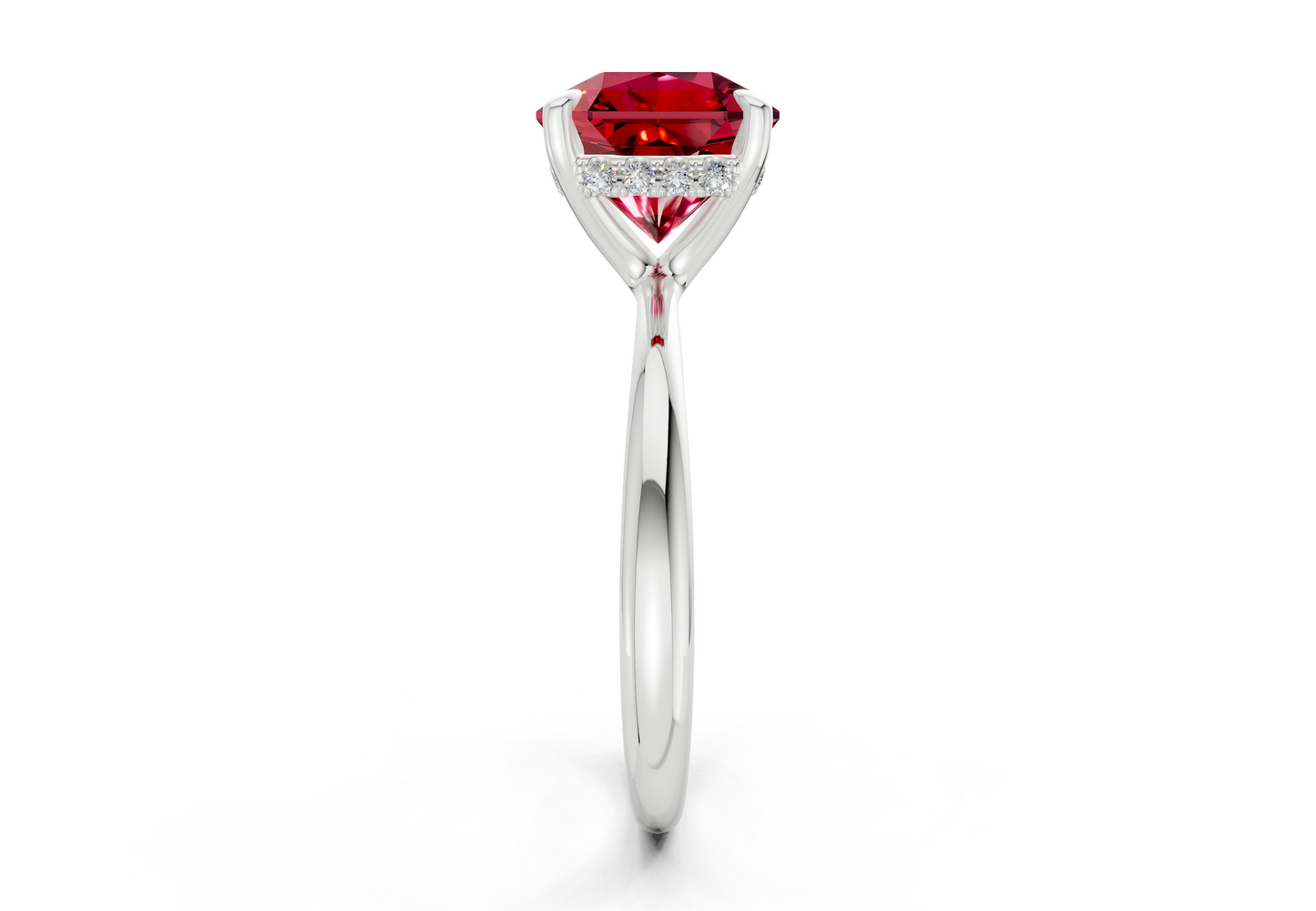 Marlowe Ruby Gemstone Solitaire Radiant Squareuare Cut 1.6mm Engagement Ring