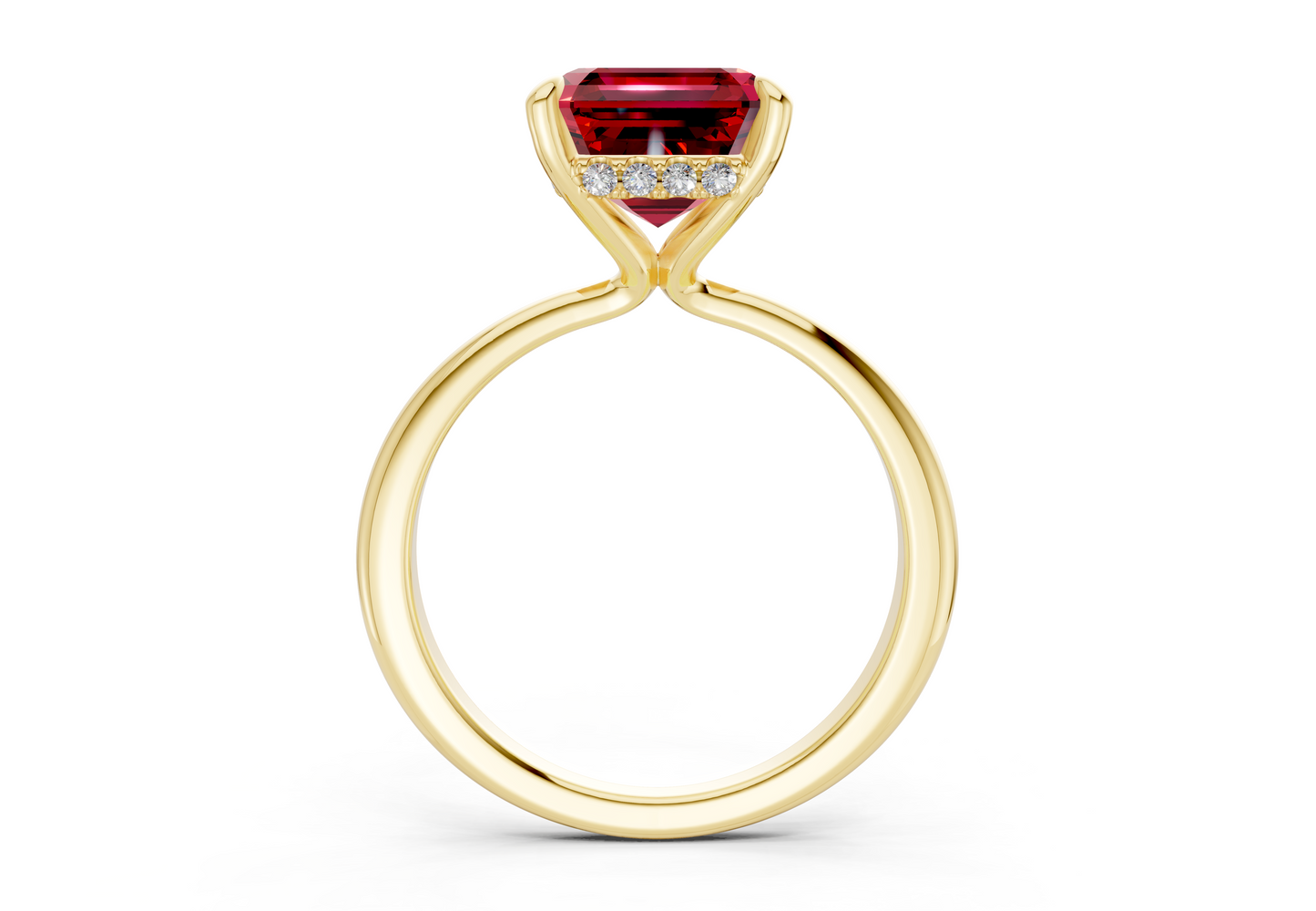 Marlowe Ruby Gemstone Solitaire Asscher Cut 1.6mm Engagement Ring