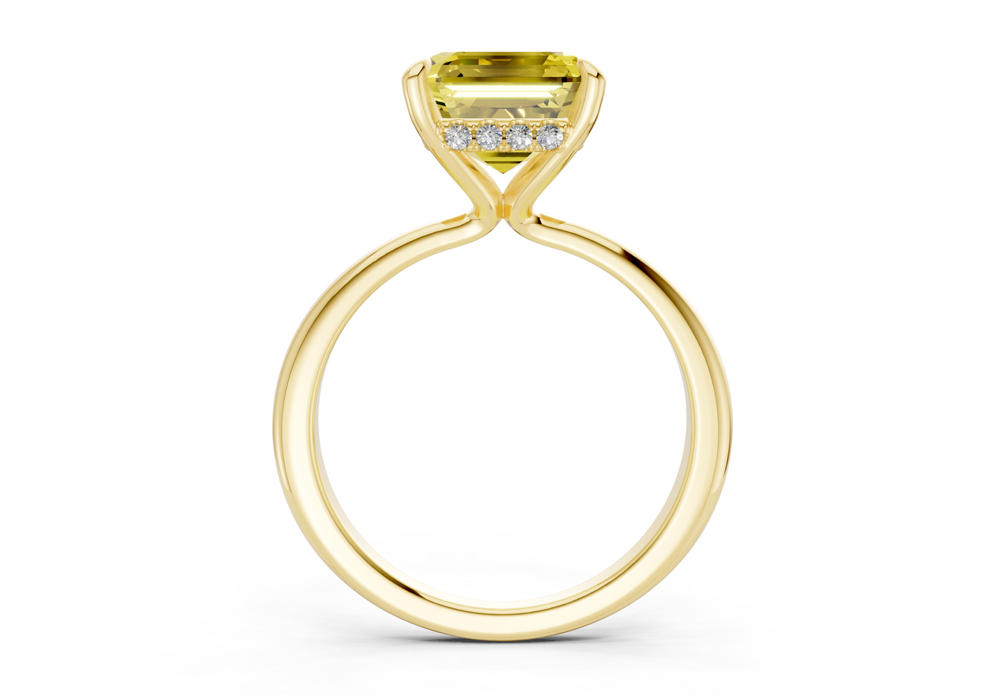 Marlowe Yellow Diamond Solitaire Asscher Cut 1.6mm Engagement Ring