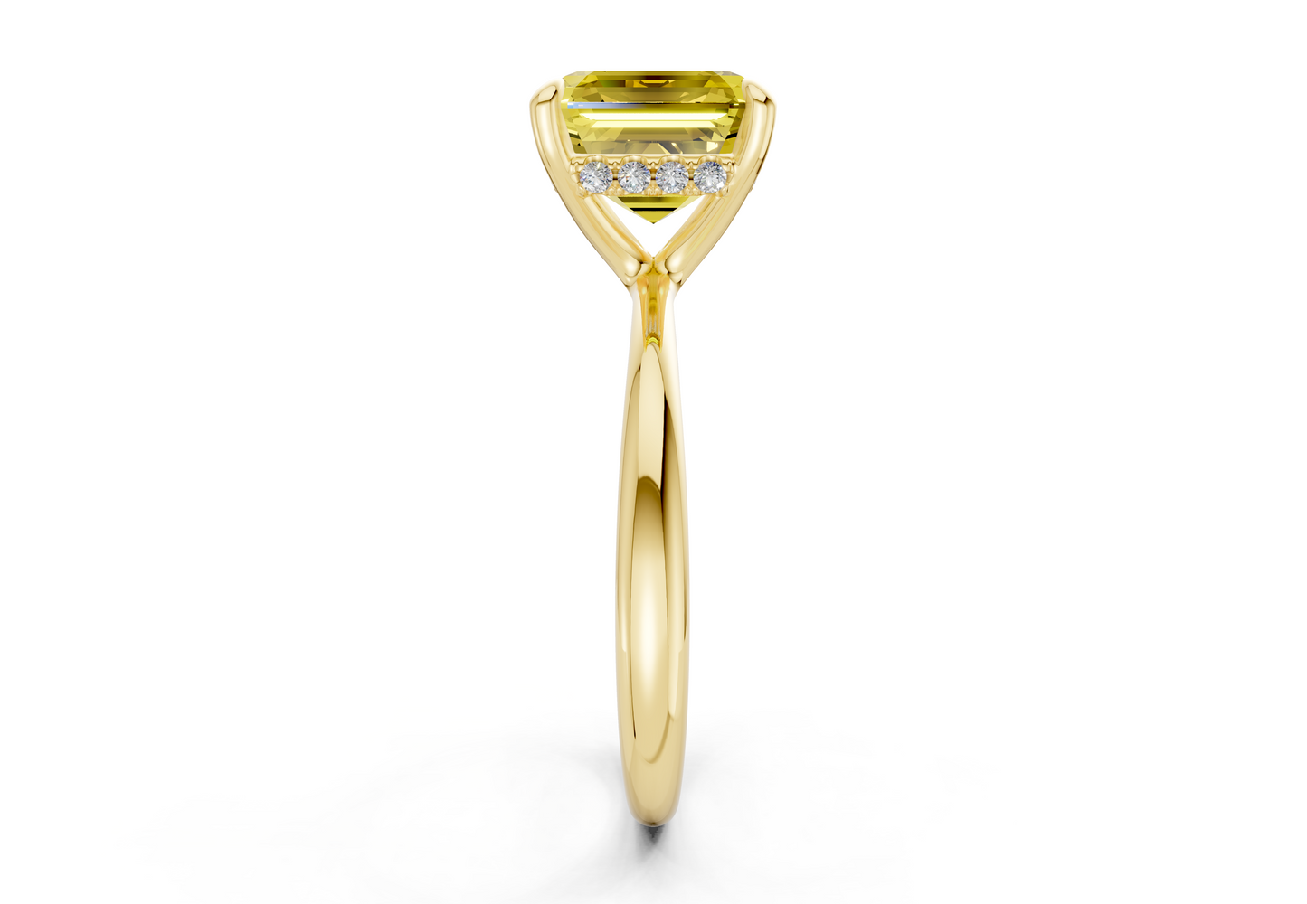 Marlowe Yellow Diamond Solitaire Asscher Cut 1.6mm Engagement Ring