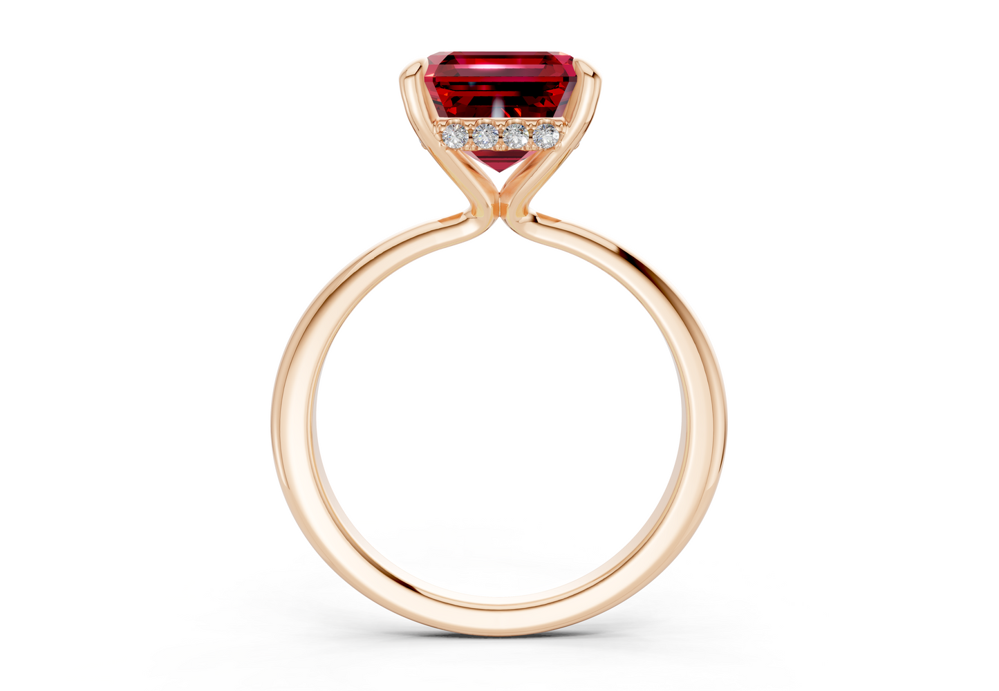 Marlowe Ruby Gemstone Solitaire Asscher Cut 1.6mm Engagement Ring