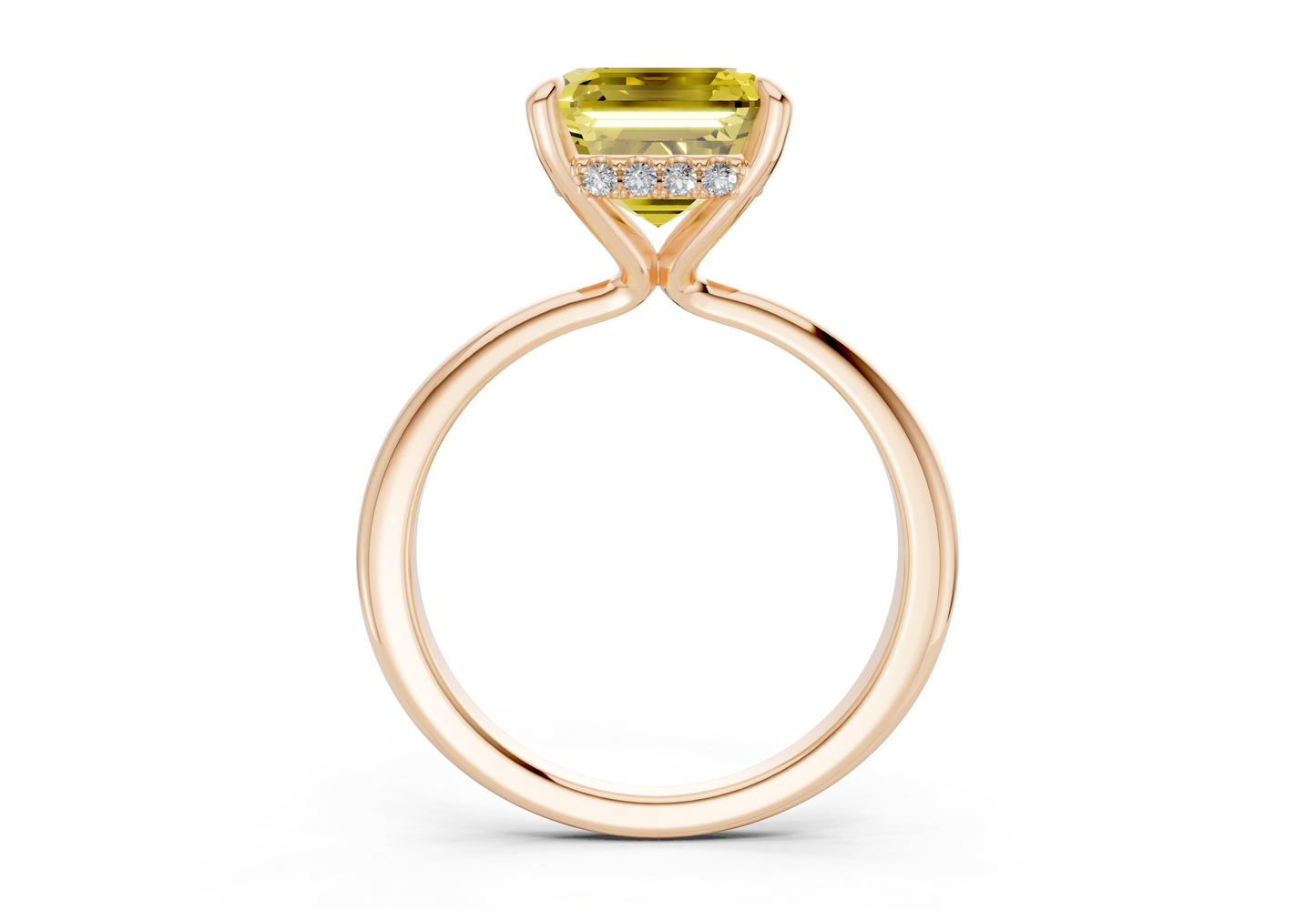 Marlowe Yellow Diamond Solitaire Asscher Cut 1.6mm Engagement Ring