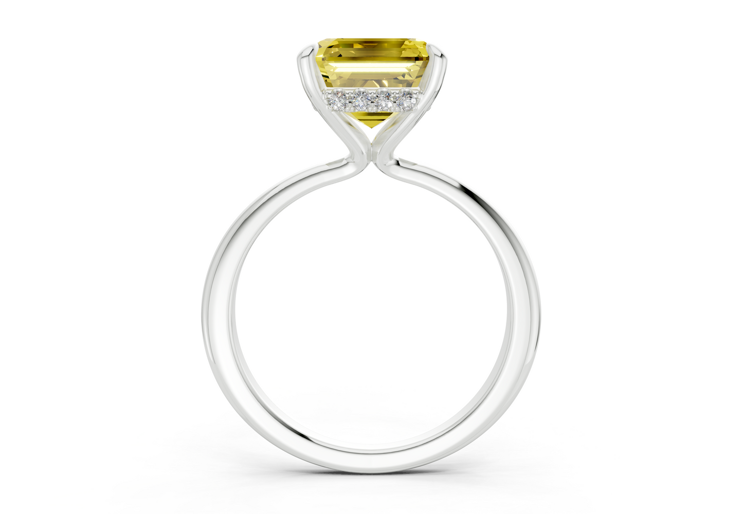 Marlowe Yellow Diamond Solitaire Asscher Cut 1.6mm Engagement Ring
