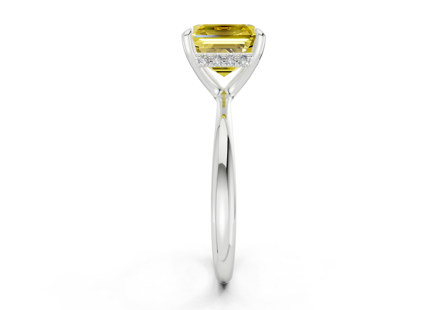 Marlowe Yellow Diamond Solitaire Asscher Cut 1.6mm Engagement Ring