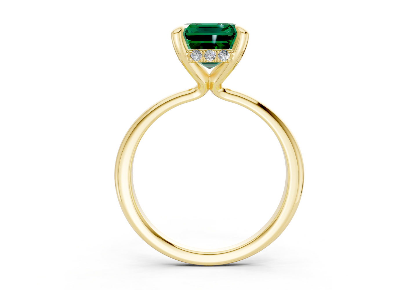 Marlowe Emerald Gemstone Solitaire Emerald Cut 1.6mm Engagement Ring