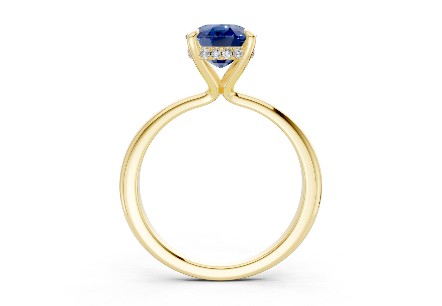 Marlowe Sapphire Gemstone Solitaire Elongated Cushion Cut 1.6mm Engagement Ring