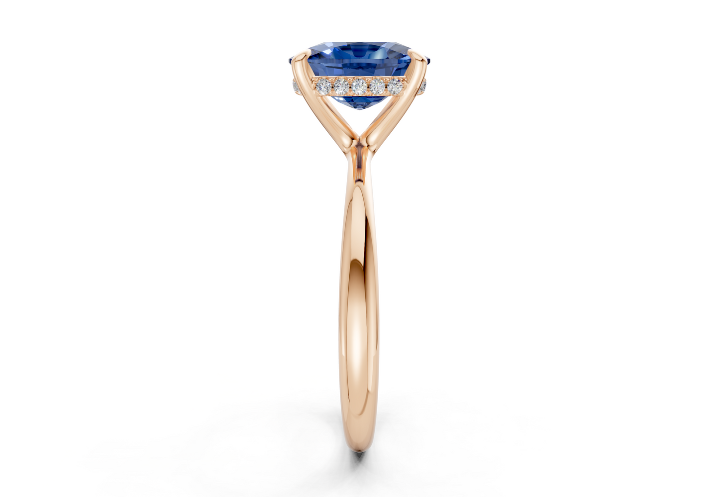 Marlowe Sapphire Gemstone Solitaire Elongated Cushion Cut 1.6mm Engagement Ring