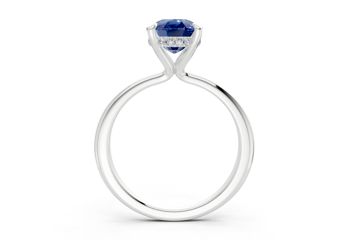 Marlowe Sapphire Gemstone Solitaire Elongated Cushion Cut 1.6mm Engagement Ring