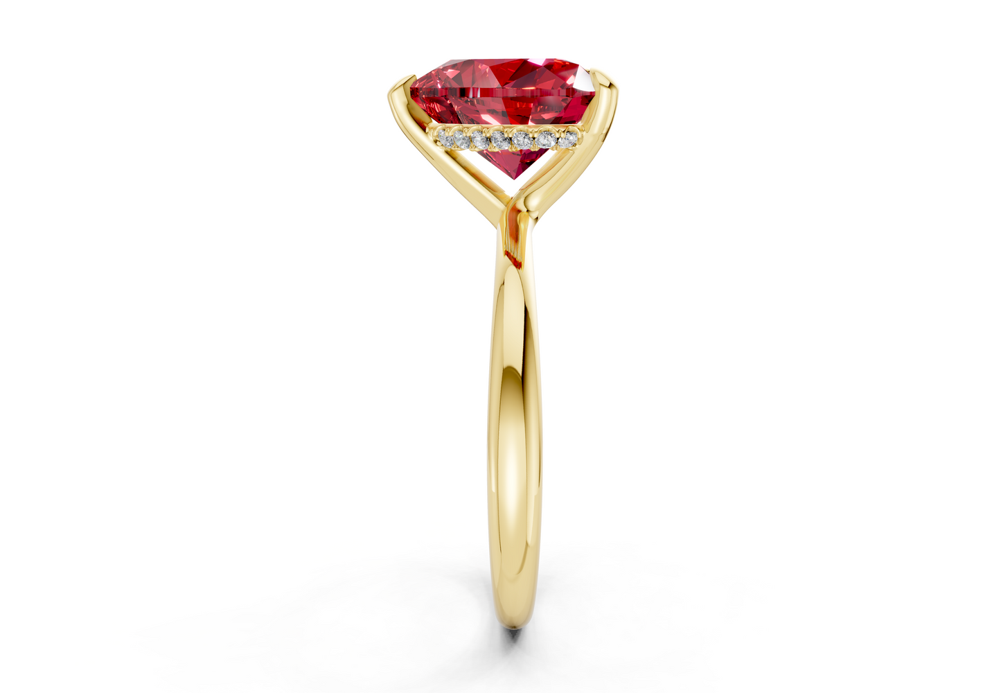 Marlowe Ruby Gemstone Solitaire Heart Cut 1.6mm Engagement Ring