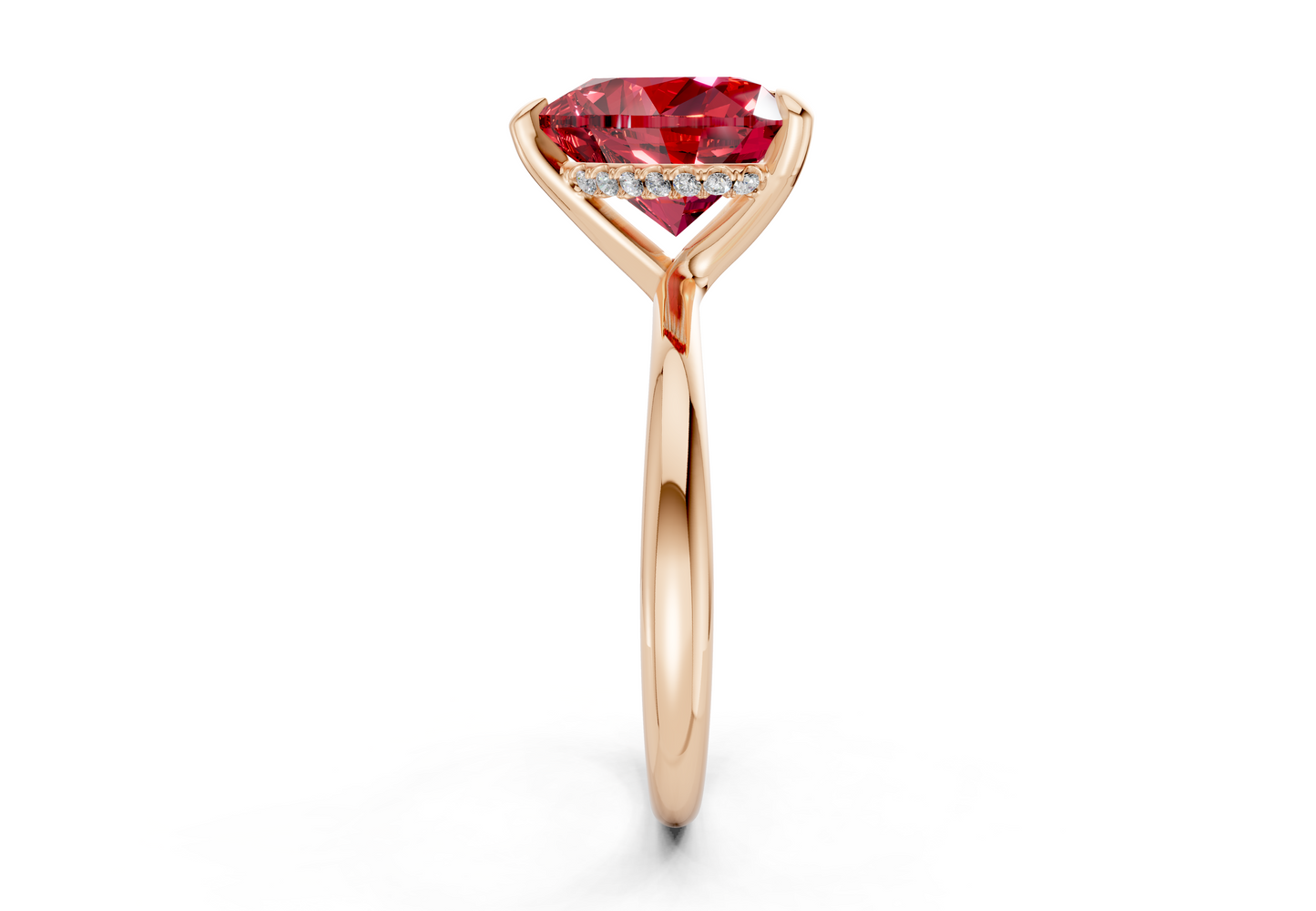 Marlowe Ruby Gemstone Solitaire Heart Cut 1.6mm Engagement Ring