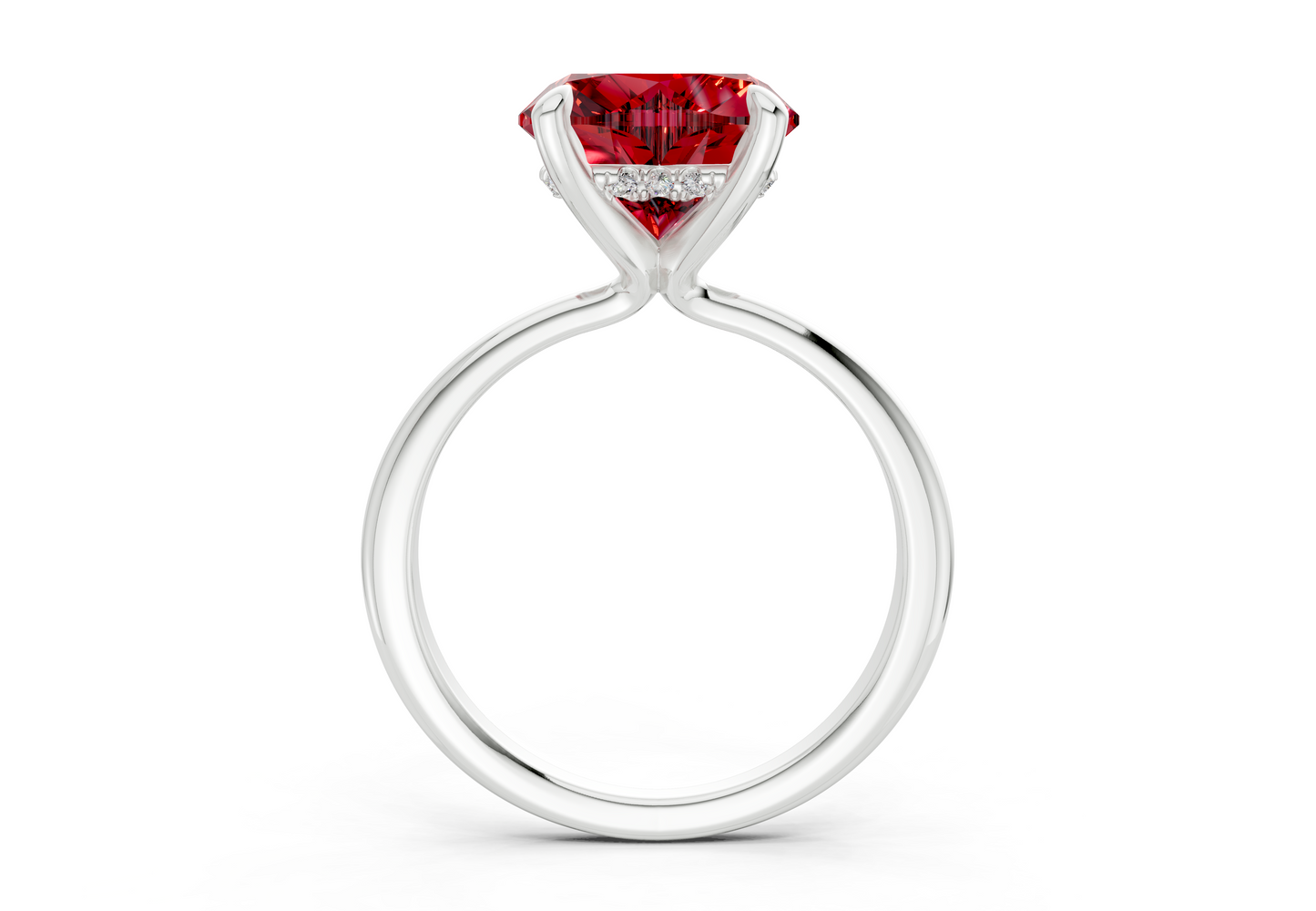 Marlowe Ruby Gemstone Solitaire Heart Cut 1.6mm Engagement Ring