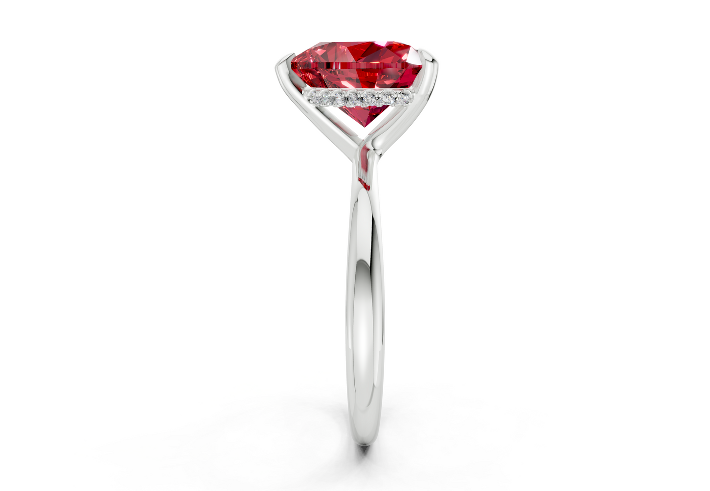 Marlowe Ruby Gemstone Solitaire Heart Cut 1.6mm Engagement Ring