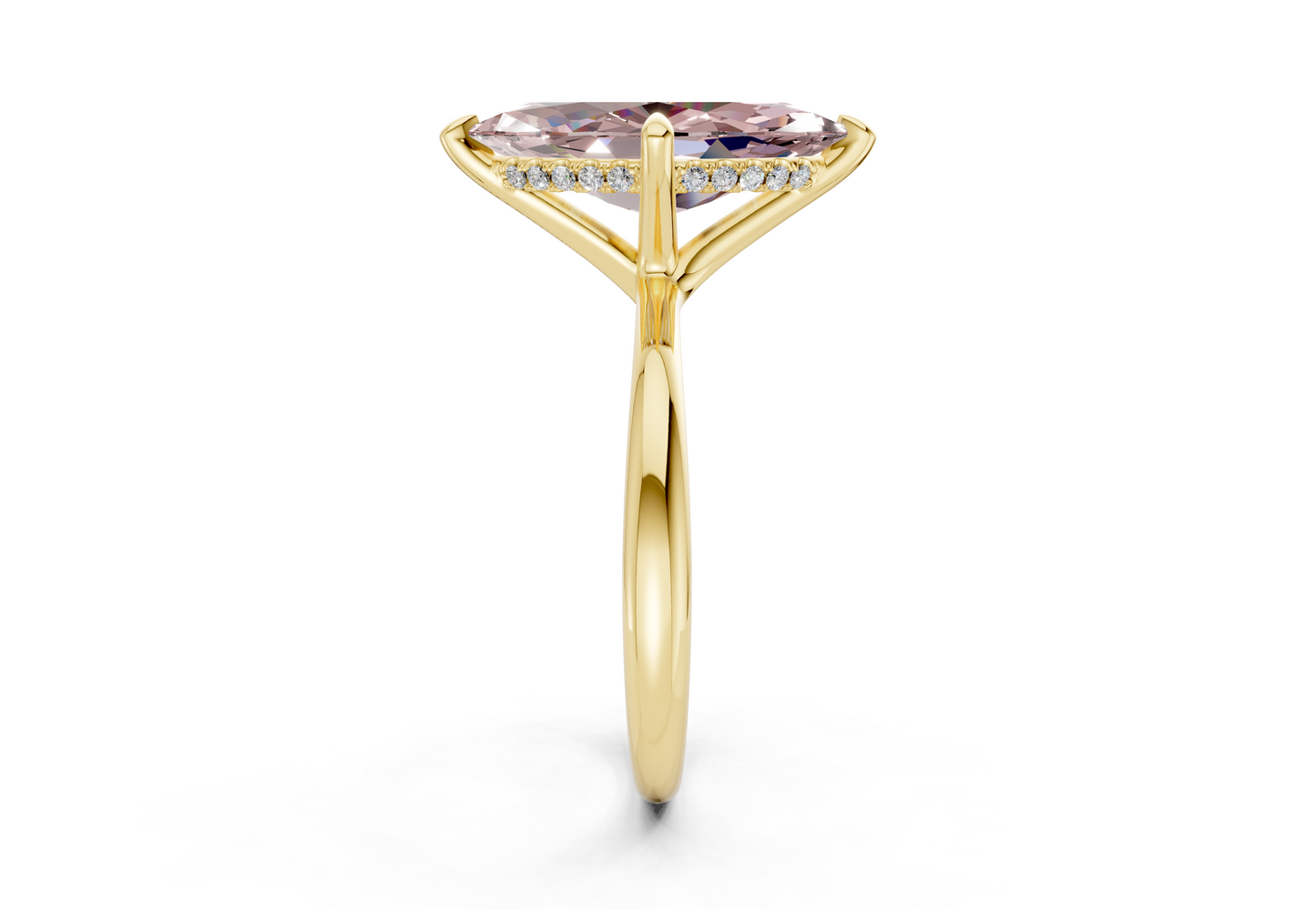 Marlowe Pink Diamond Solitaire Marquise Cut 1.6mm Engagement Ring