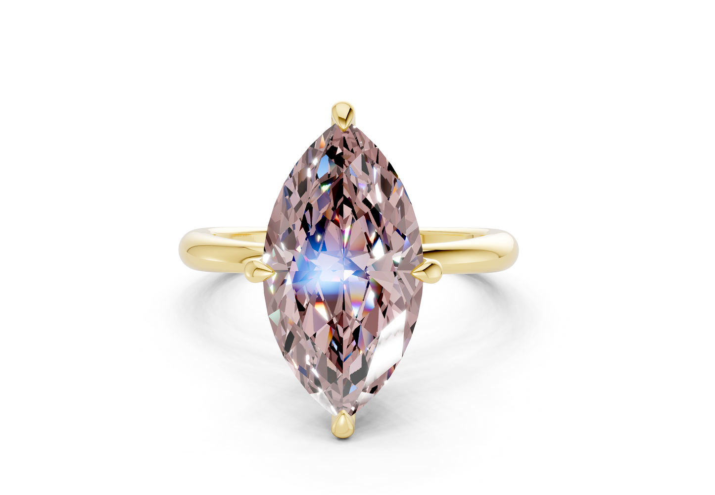 Marlowe Pink Diamond Solitaire Marquise Cut 1.6mm Engagement Ring