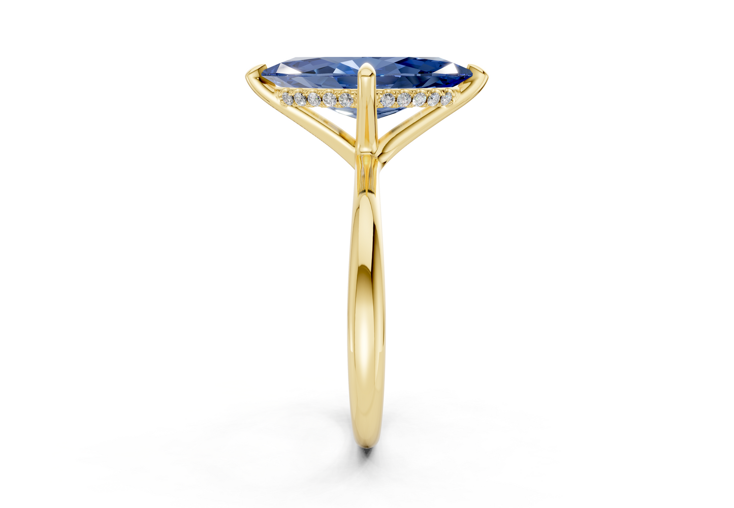 Marlowe Sapphire Gemstone Solitaire Marquise Cut 1.6mm Engagement Ring