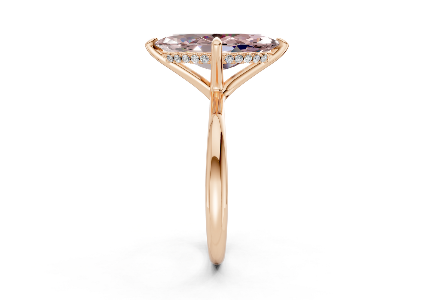 Marlowe Pink Diamond Solitaire Marquise Cut 1.6mm Engagement Ring