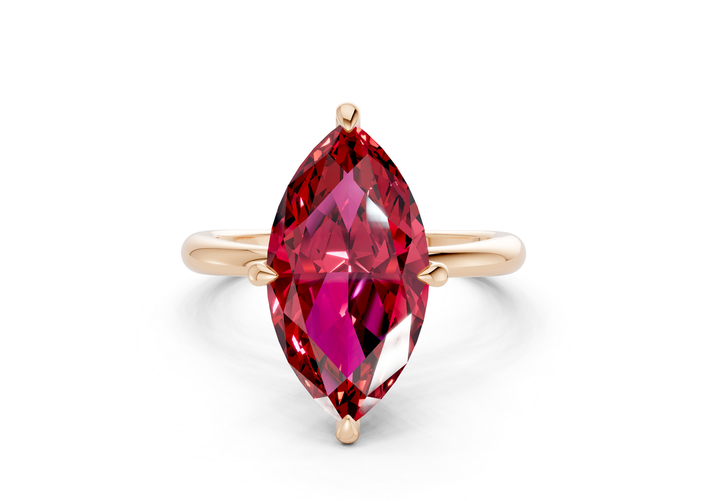Marlowe Ruby Gemstone Solitaire Marquise Cut 1.6mm Engagement Ring