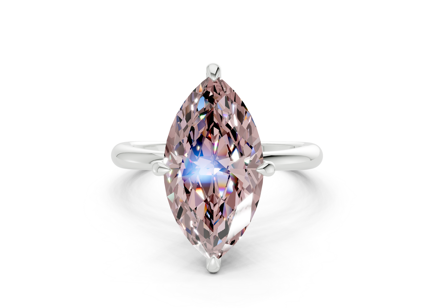 Marlowe Pink Diamond Solitaire Marquise Cut 1.6mm Engagement Ring