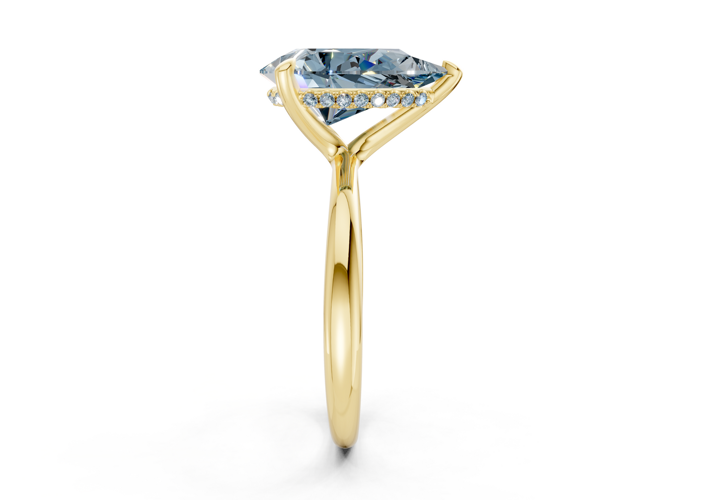Marlowe Blue Diamond Solitaire Pear Cut 1.6mm Engagement Ring