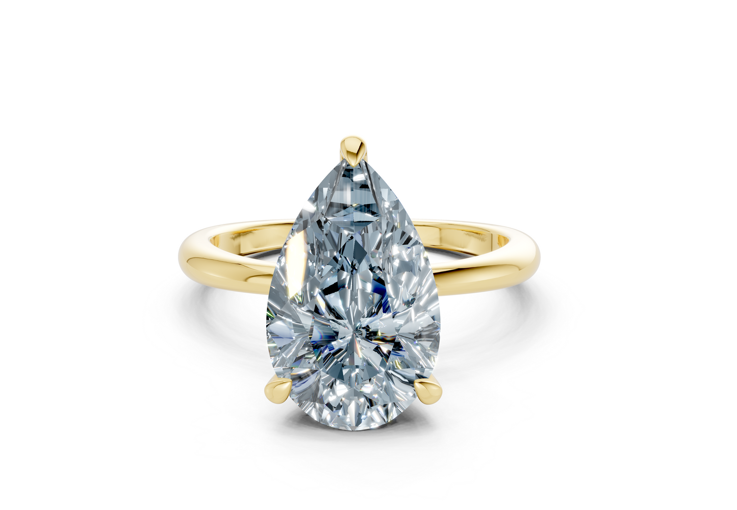 Marlowe Blue Diamond Solitaire Pear Cut 1.6mm Engagement Ring