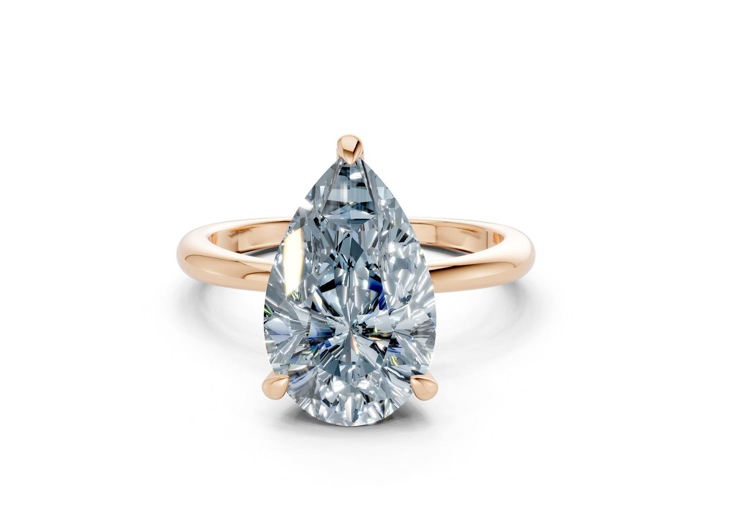 Marlowe Blue Diamond Solitaire Pear Cut 1.6mm Engagement Ring