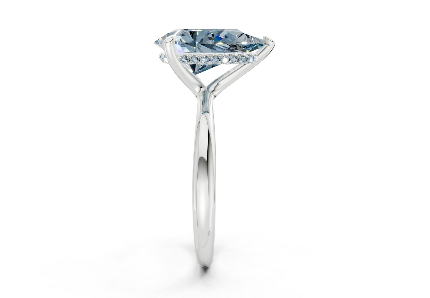 Marlowe Blue Diamond Solitaire Pear Cut 1.6mm Engagement Ring
