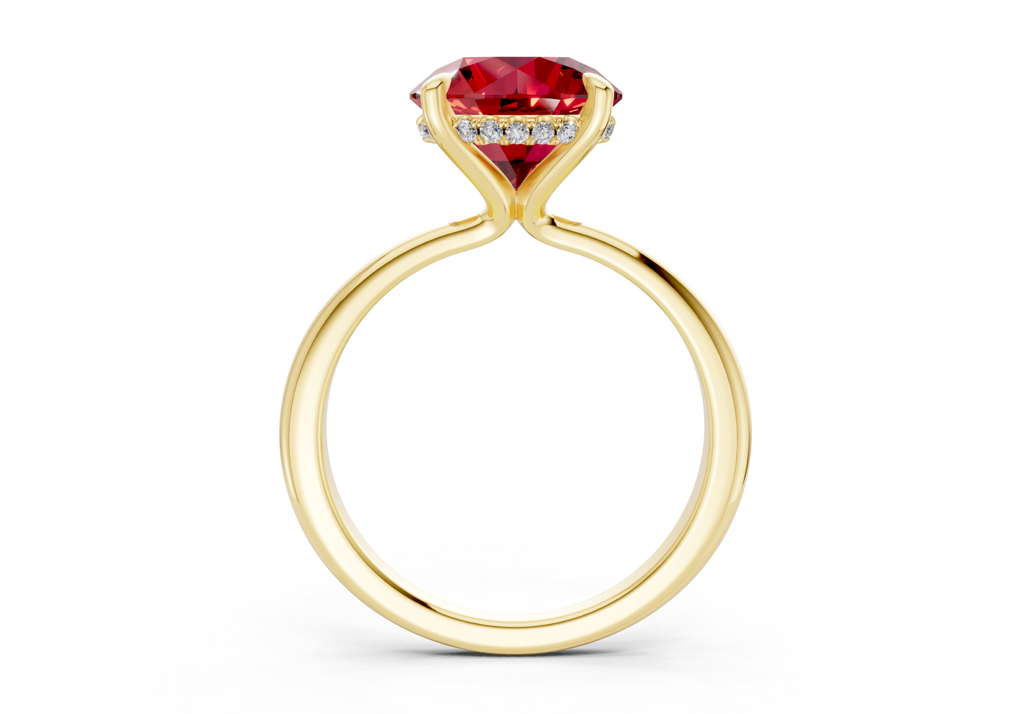Marlowe Ruby Gemstone Solitaire Round Cut 1.6mm Engagement Ring