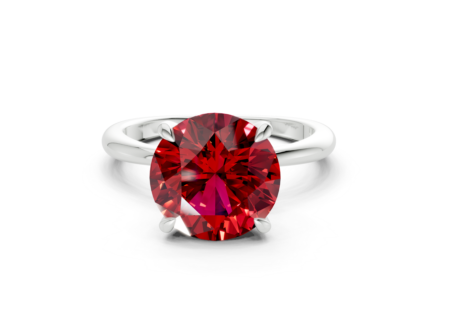Marlowe Ruby Gemstone Solitaire Round Cut 1.6mm Engagement Ring