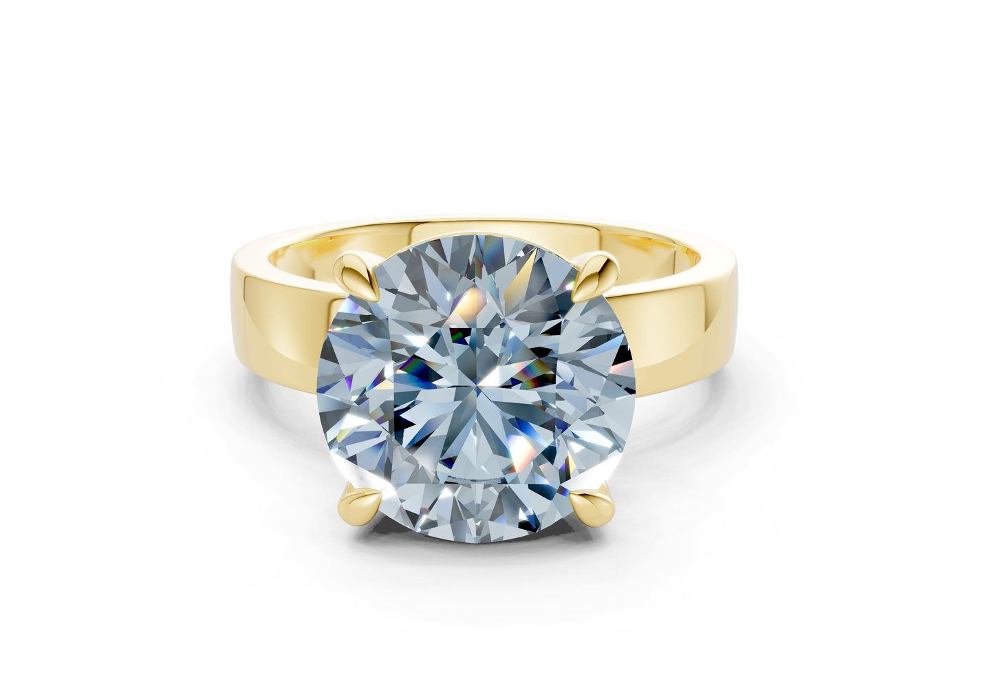 Cascade Blue Diamond Solitaire Round Cut 4mm Engagement Ring