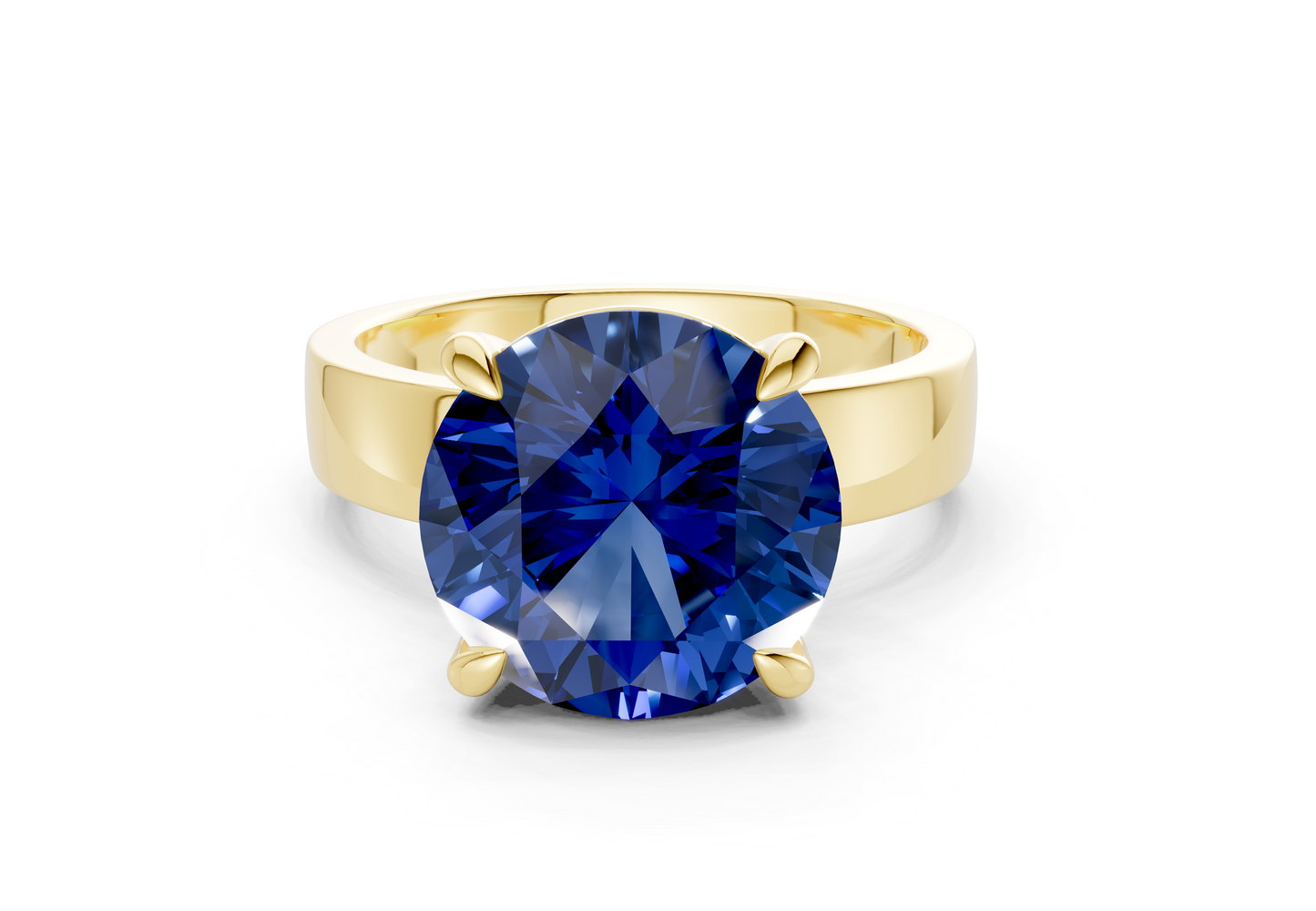 Cascade Sapphire Gemstone Solitaire Round Cut 4mm Engagement Ring