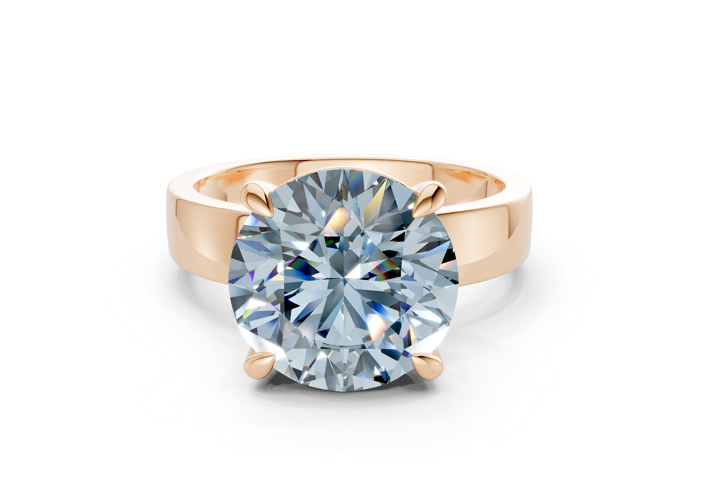 Cascade Blue Diamond Solitaire Round Cut 4mm Engagement Ring