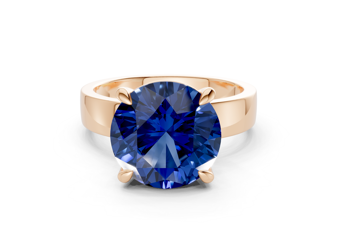 Cascade Sapphire Gemstone Solitaire Round Cut 4mm Engagement Ring