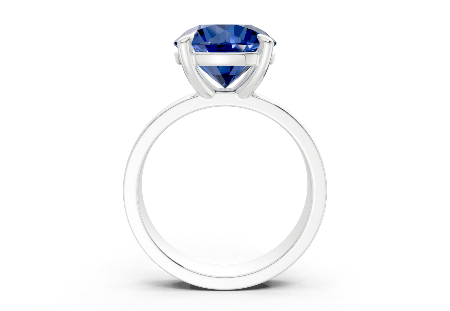Cascade Sapphire Gemstone Solitaire Round Cut 4mm Engagement Ring