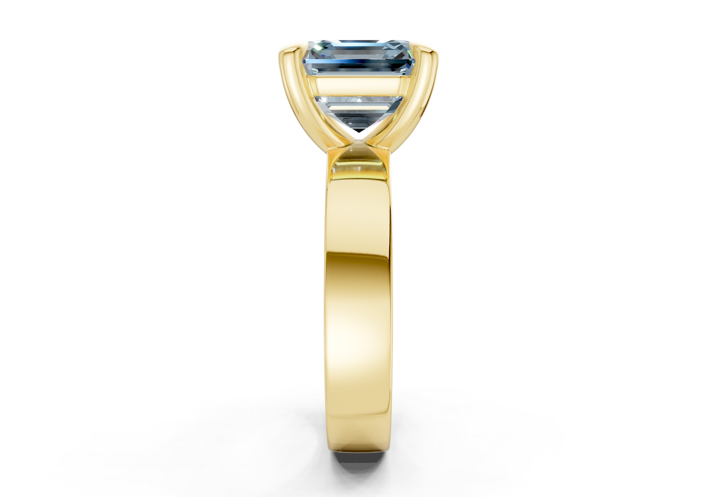 Cascade Blue Diamond Solitaire Asscher Cut 4mm Engagement Ring