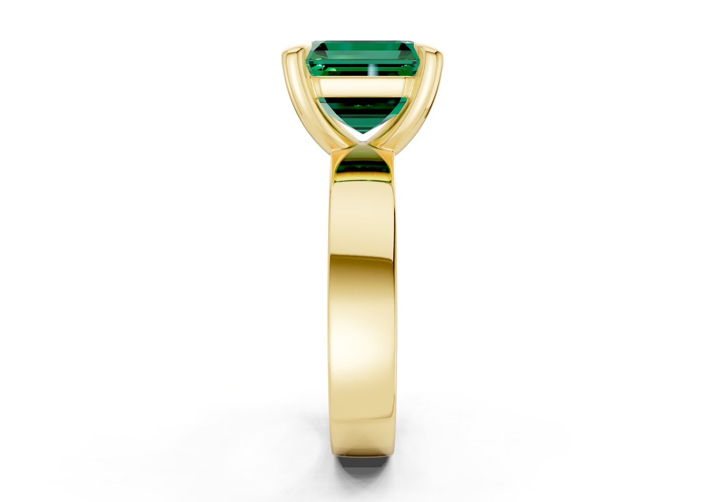 Cascade Emerald Gemstone Solitaire Asscher Cut 4mm Engagement Ring