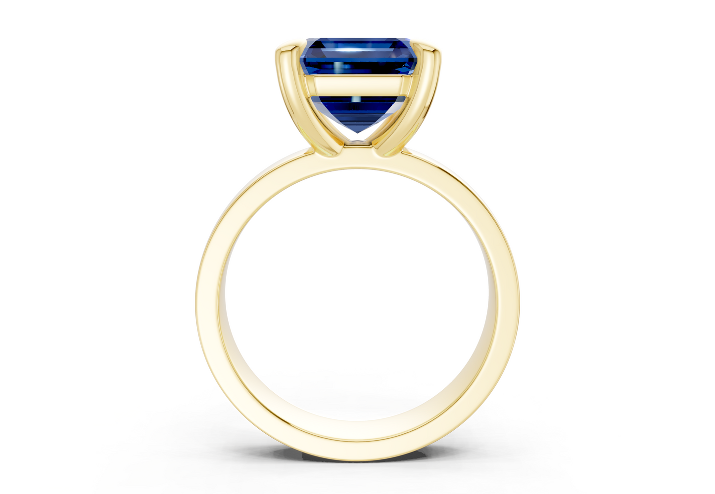 Cascade Sapphire Gemstone Solitaire Asscher Cut 4mm Engagement Ring