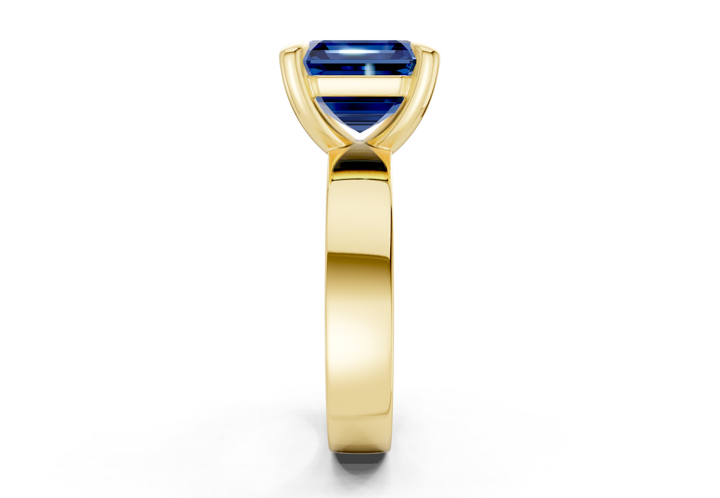 Cascade Sapphire Gemstone Solitaire Asscher Cut 4mm Engagement Ring