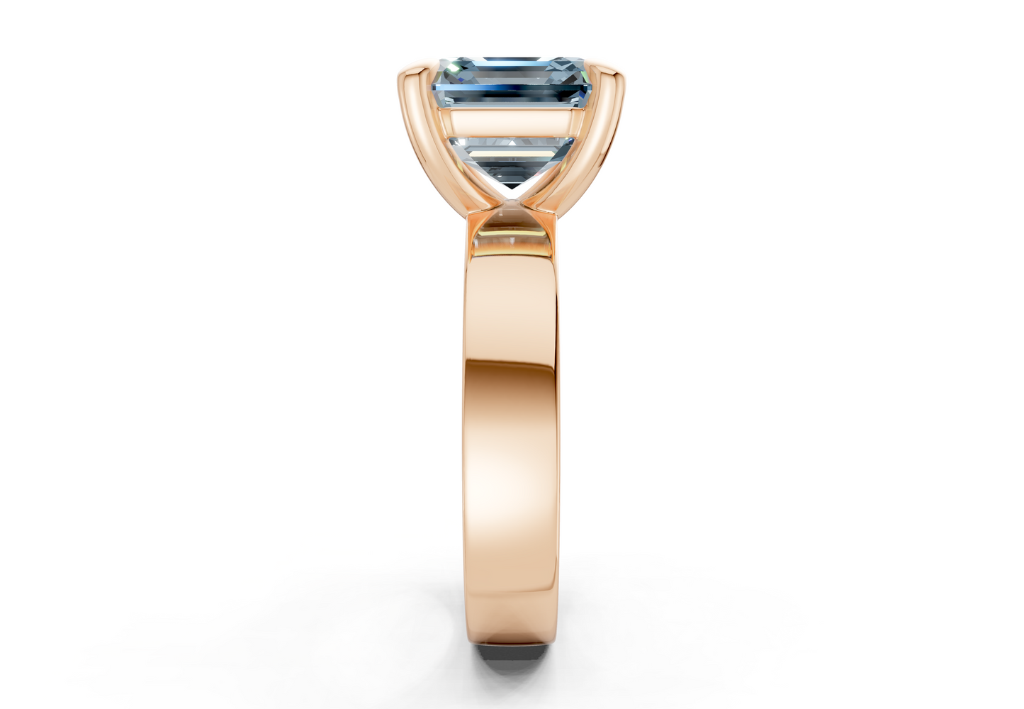 Cascade Blue Diamond Solitaire Asscher Cut 4mm Engagement Ring